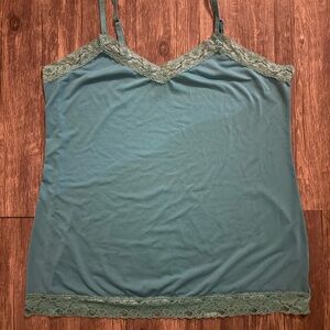 blue cami with light blue lace trim